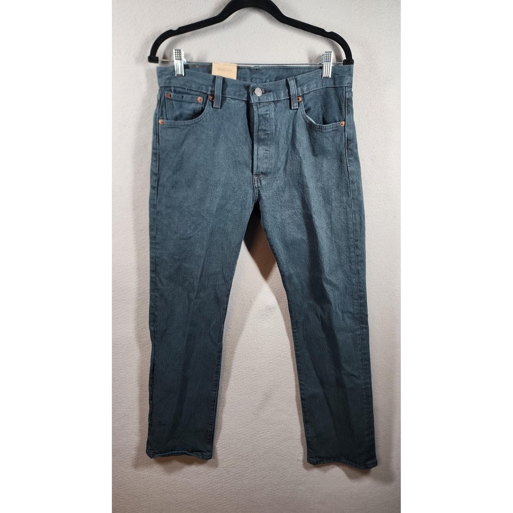Levis 501 Jeans Mens 30x30 Blue Green Straight Leg Button Fly Original Fit Denim